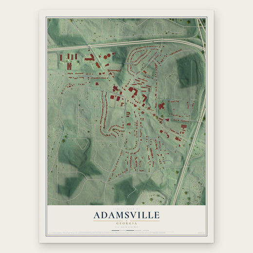Adamsville, Georgia map print, the full design