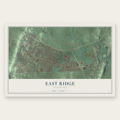 East Ridge, Tennessee map print, the full design