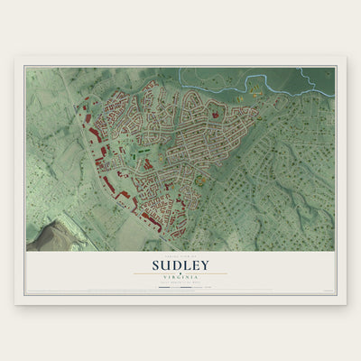 Sudley, Virginia map print, the full design