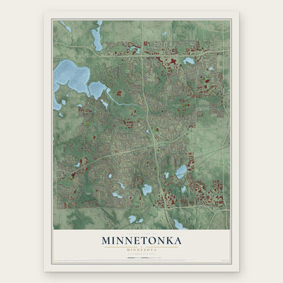 Minnetonka, Minnesota map print, the full design