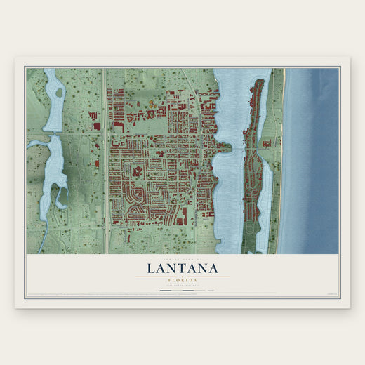 Lantana, Florida map print, the full design