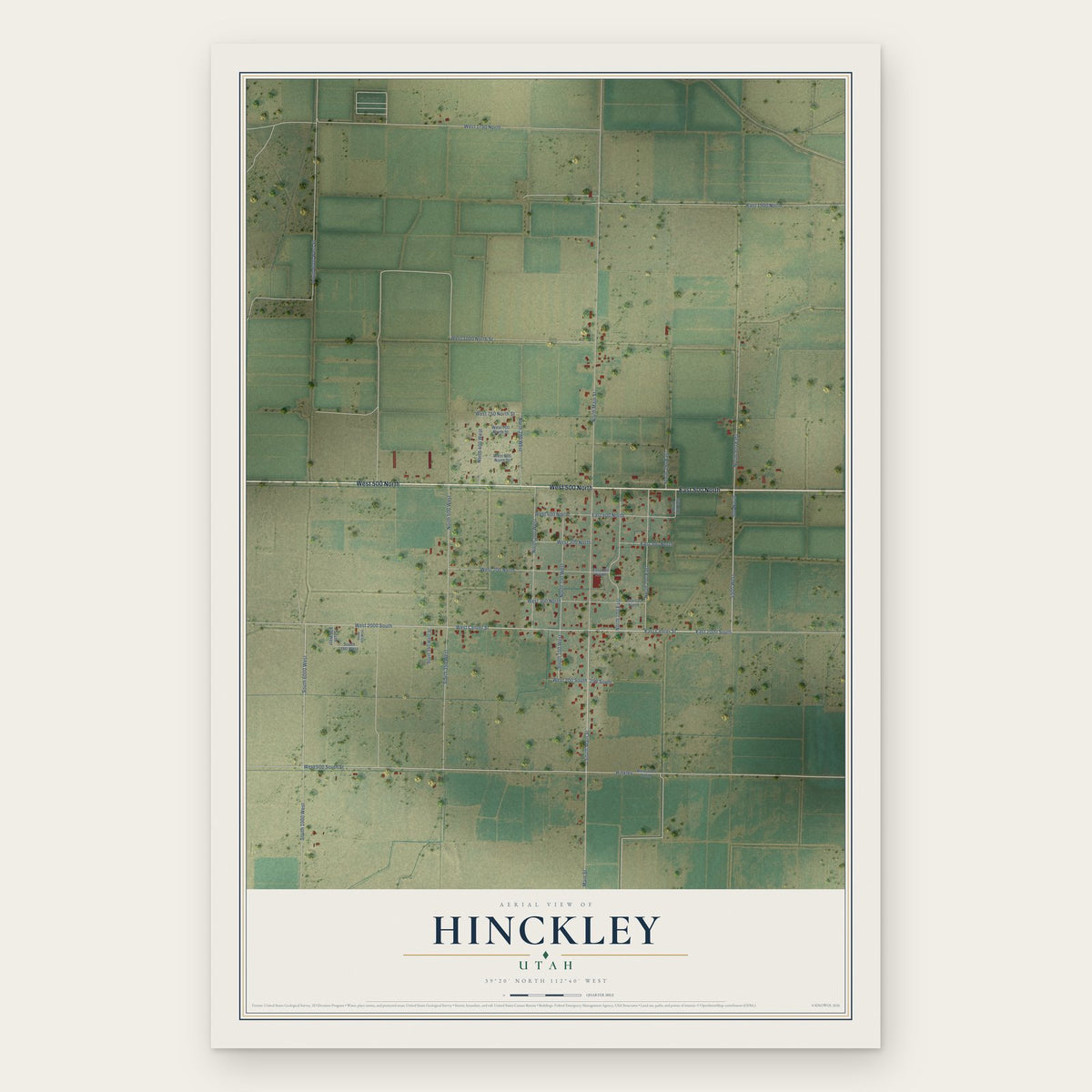 Hinckley, Utah map print, the full design