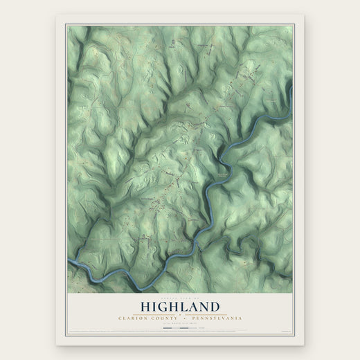 Highland, Clarion County, Pennsylvania map print, the full design