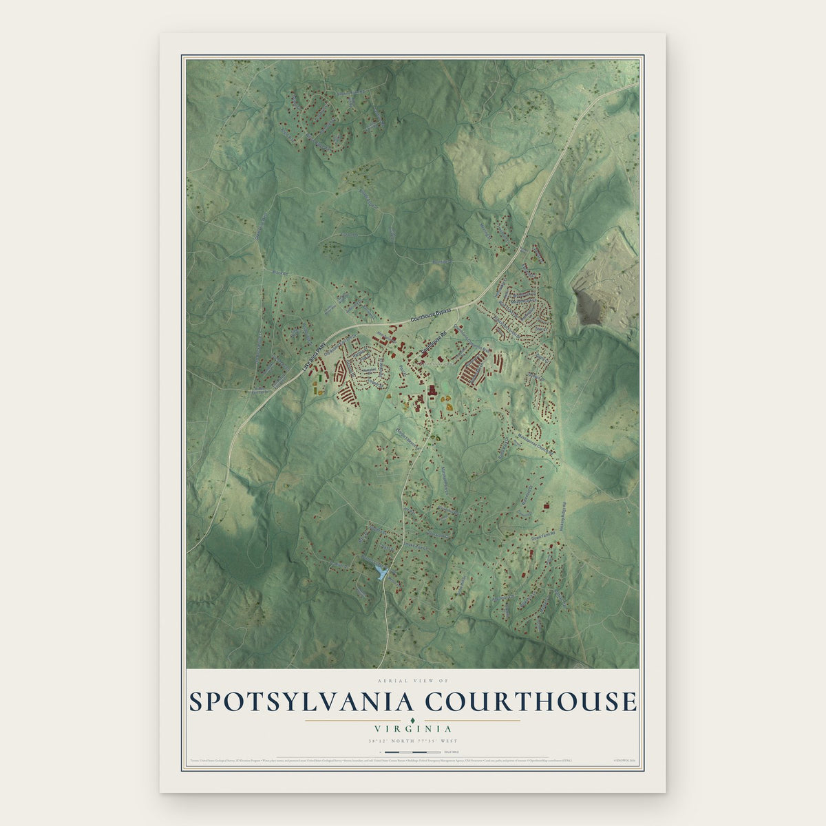 Spotsylvania Courthouse, Virginia map print, the full design