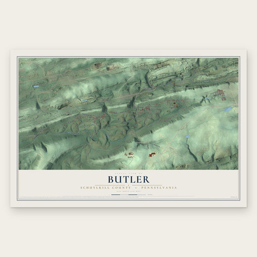 Butler, Schuylkill County, Pennsylvania map print, the full design