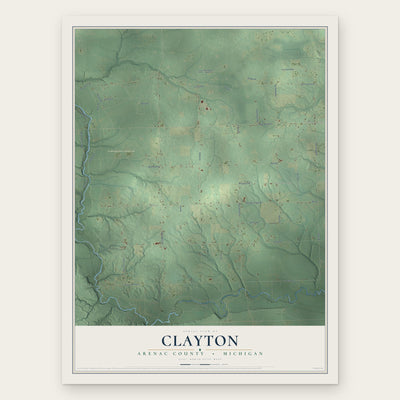 Clayton, Arenac County, Michigan map print, the full design