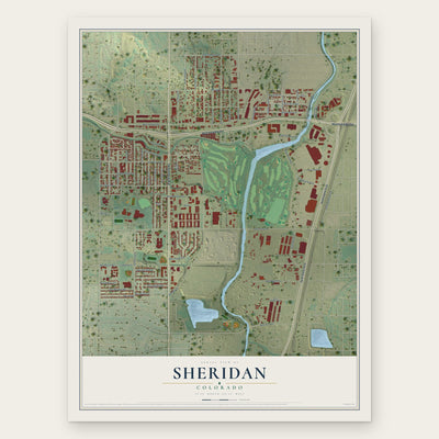 Sheridan, Colorado map print, the full design