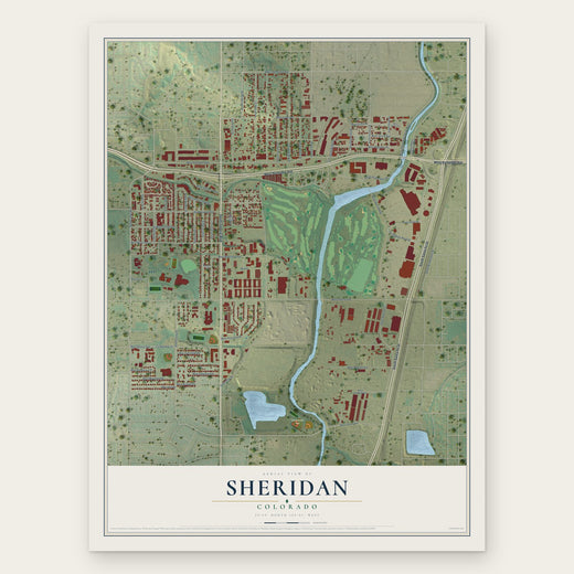 Sheridan, Colorado map print, the full design