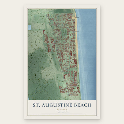St. Augustine Beach, Florida map print, the full design