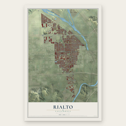 Rialto, California map print, the full design