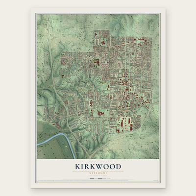 Kirkwood, Missouri map print, the full design