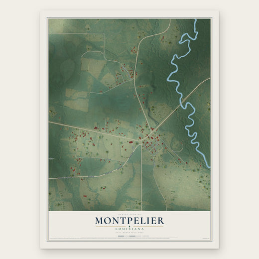 Montpelier, Louisiana map print, the full design