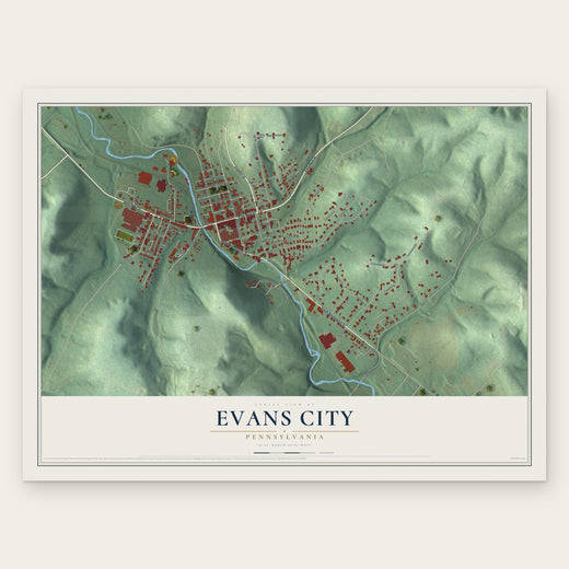 Evans City, Pennsylvania map print, the full design
