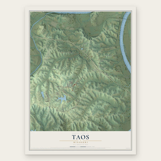Taos, Missouri map print, the full design