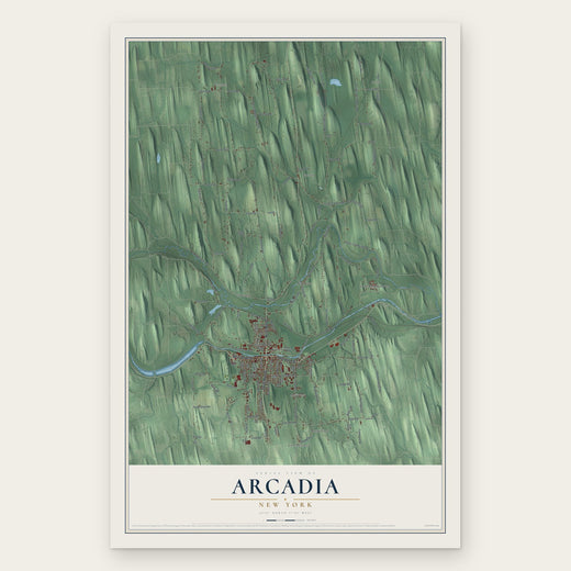 Arcadia, New York map print, the full design