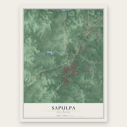 Sapulpa, Oklahoma map print, the full design