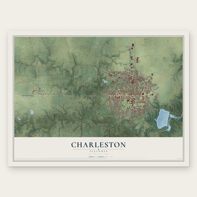 Charleston, Illinois map print, the full design