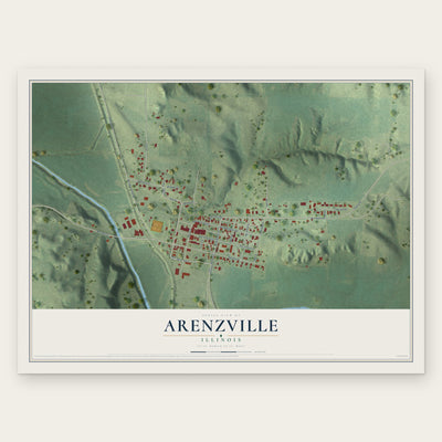 Arenzville, Illinois map print, the full design