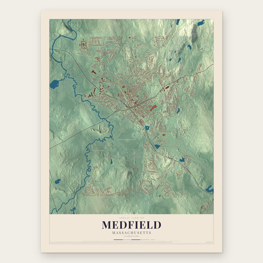 Medfield, Massachusetts map print, the full design