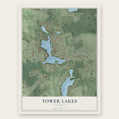 Tower Lakes, Illinois map print, the full design