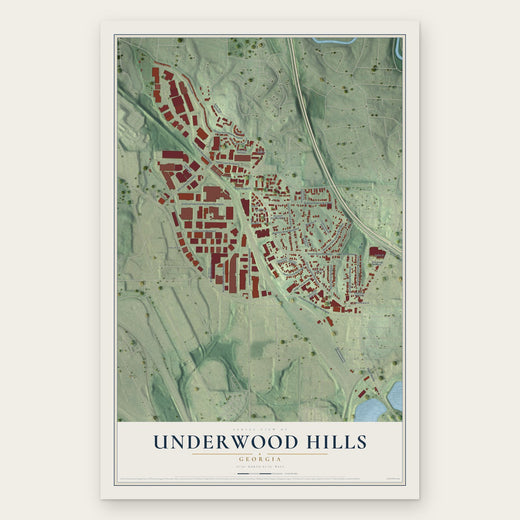 Underwood Hills, Georgia map print, the full design