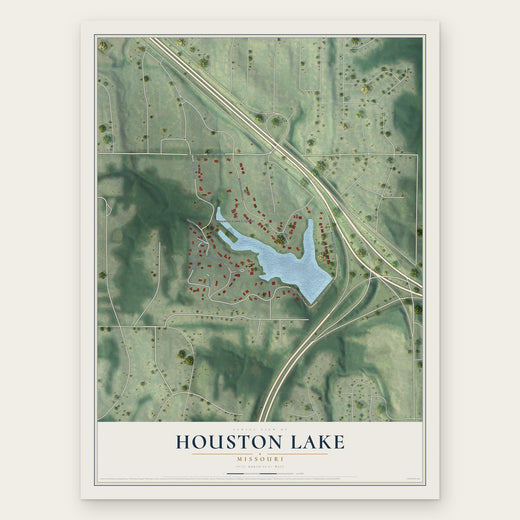 Houston Lake, Missouri map print, the full design