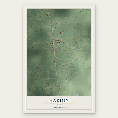 Hardin, Texas map print, the full design