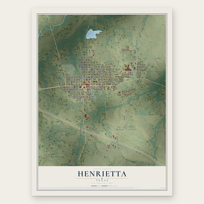Henrietta, Texas map print, the full design