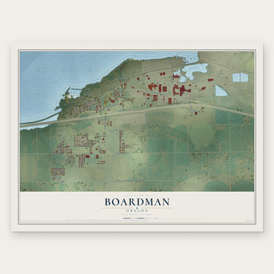 Boardman, Oregon map print, the full design