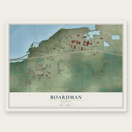 Boardman, Oregon map print, the full design