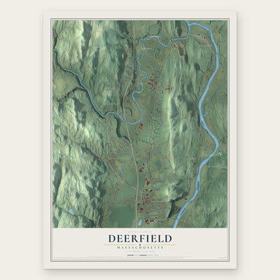 Deerfield, Massachusetts map print, the full design