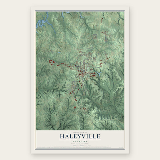 Haleyville, Alabama map print, the full design