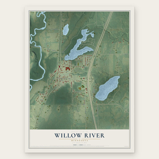 Willow River, Minnesota map print, the full design