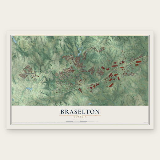 Braselton, Georgia map print, the full design