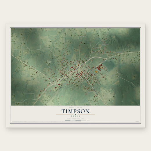 Timpson, Texas map print, the full design