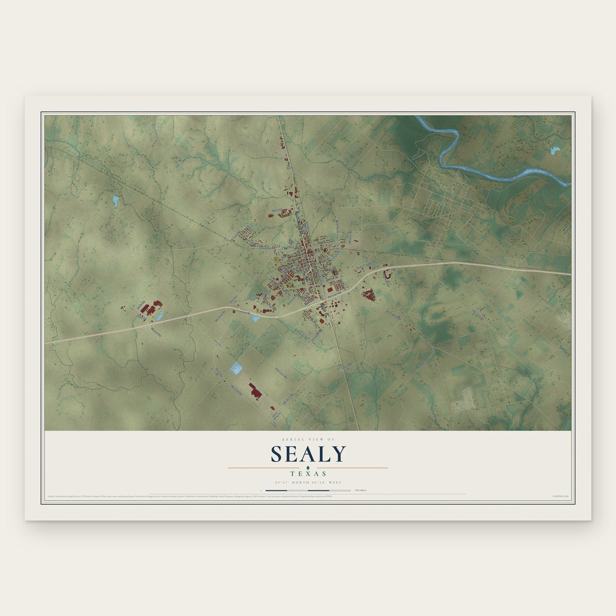 Sealy, Texas map print, the full design