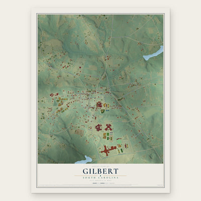 Gilbert, South Carolina map print, the full design