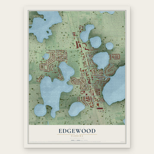 Edgewood, Florida map print, the full design