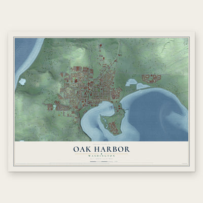 Oak Harbor, Washington map print, the full design