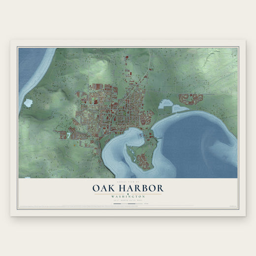 Oak Harbor, Washington map print, the full design