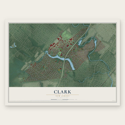 Clark, New Jersey map print, the full design
