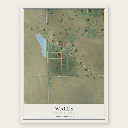 Wales, North Dakota map print, the full design