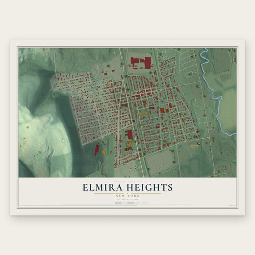 Elmira Heights, New York map print, the full design