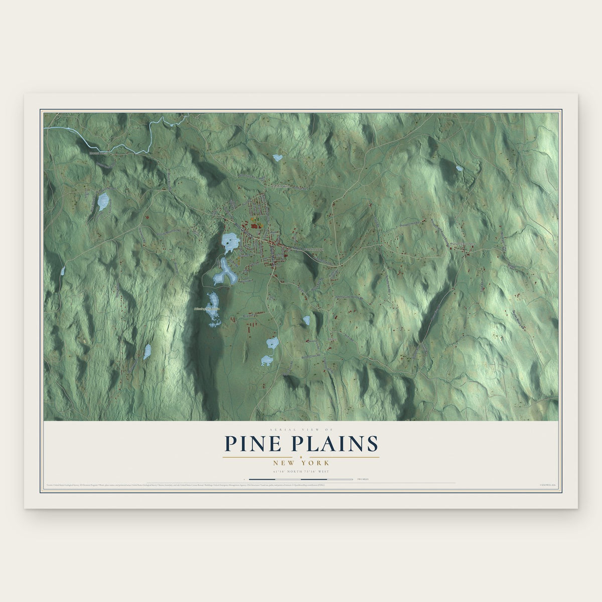 Pine Plains, New York map print, the full design