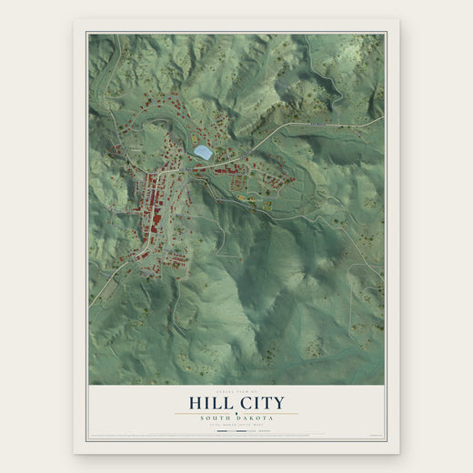 Hill City, South Dakota map print, the full design