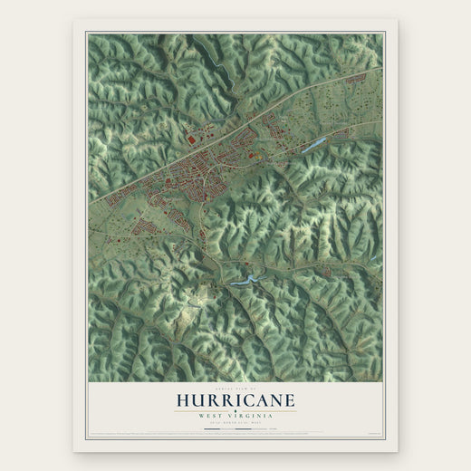 Hurricane, West Virginia map print, the full design
