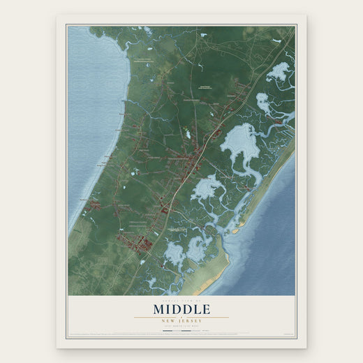 Middle, New Jersey map print, the full design