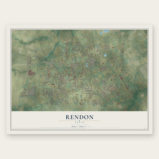 Rendon, Texas map print, the full design