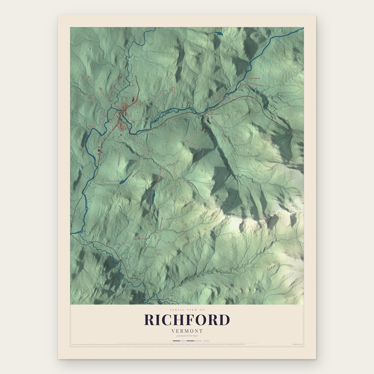 Richford, Vermont map print, the full design