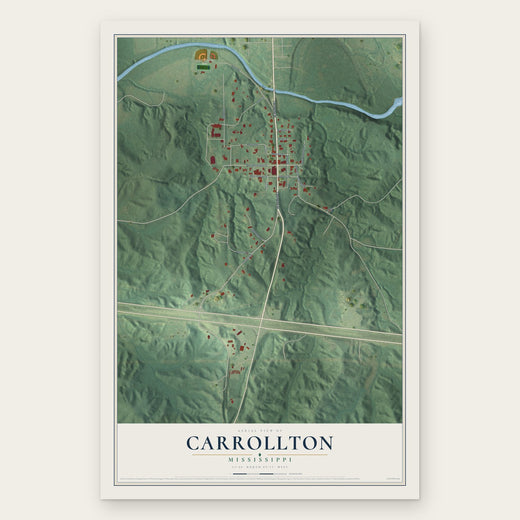 Carrollton, Mississippi map print, the full design